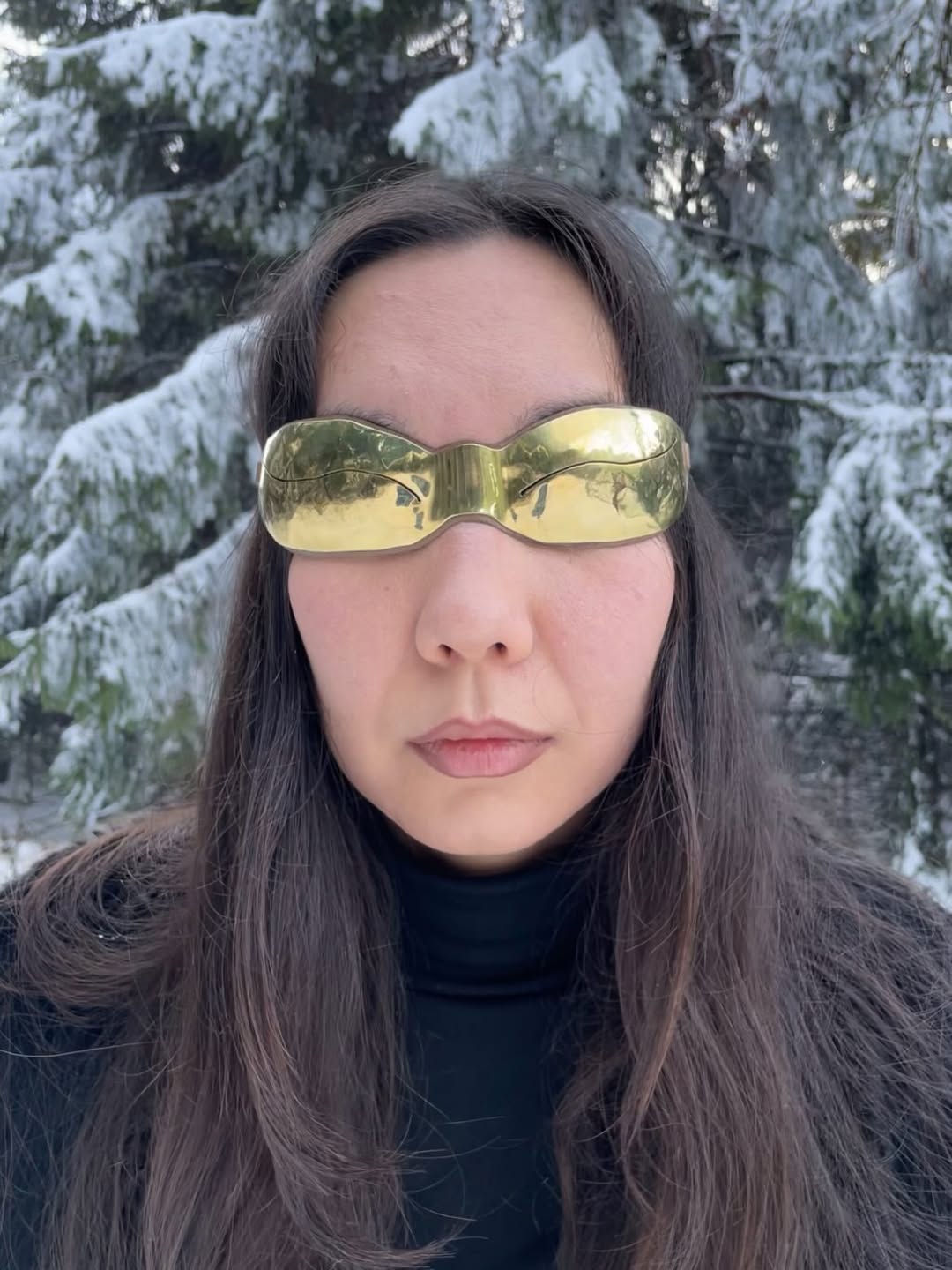 Snow Goggles — Brass Cat Shape