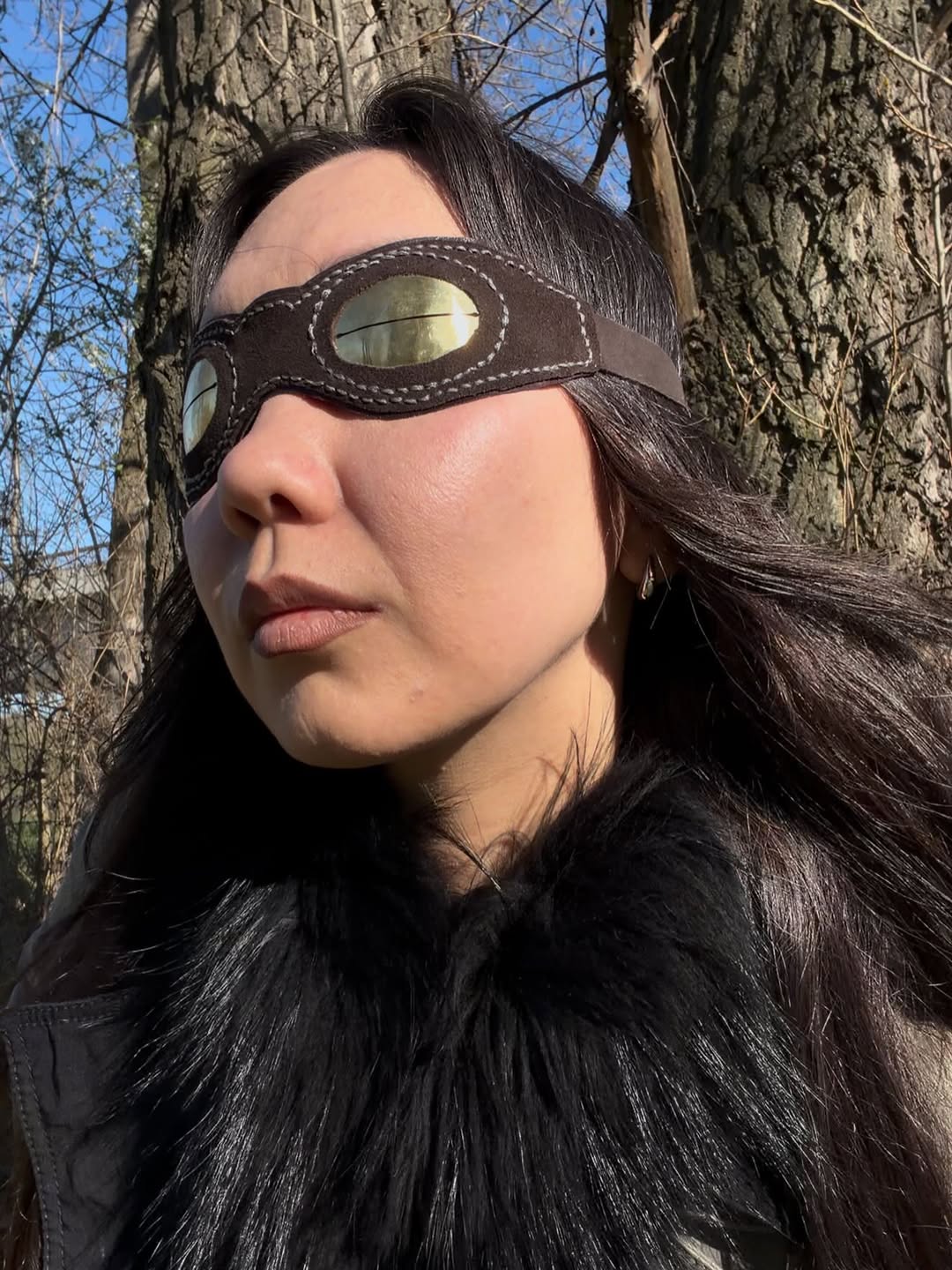 Brown Suede Snow Goggles