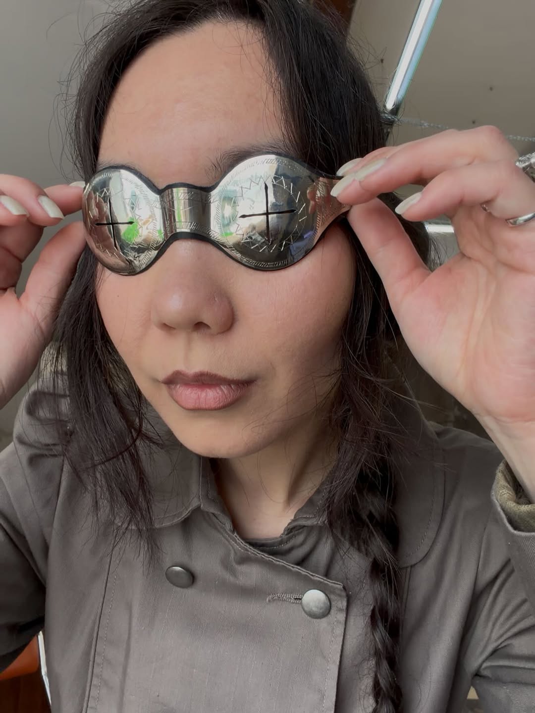 Circle Shapes Goggles — Nickel Silver
